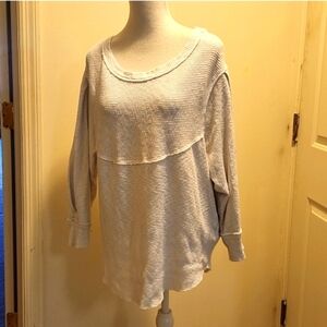 We the free, top long sleeves, Henley, Roll hem Oversize Pull Over Boho Lounge